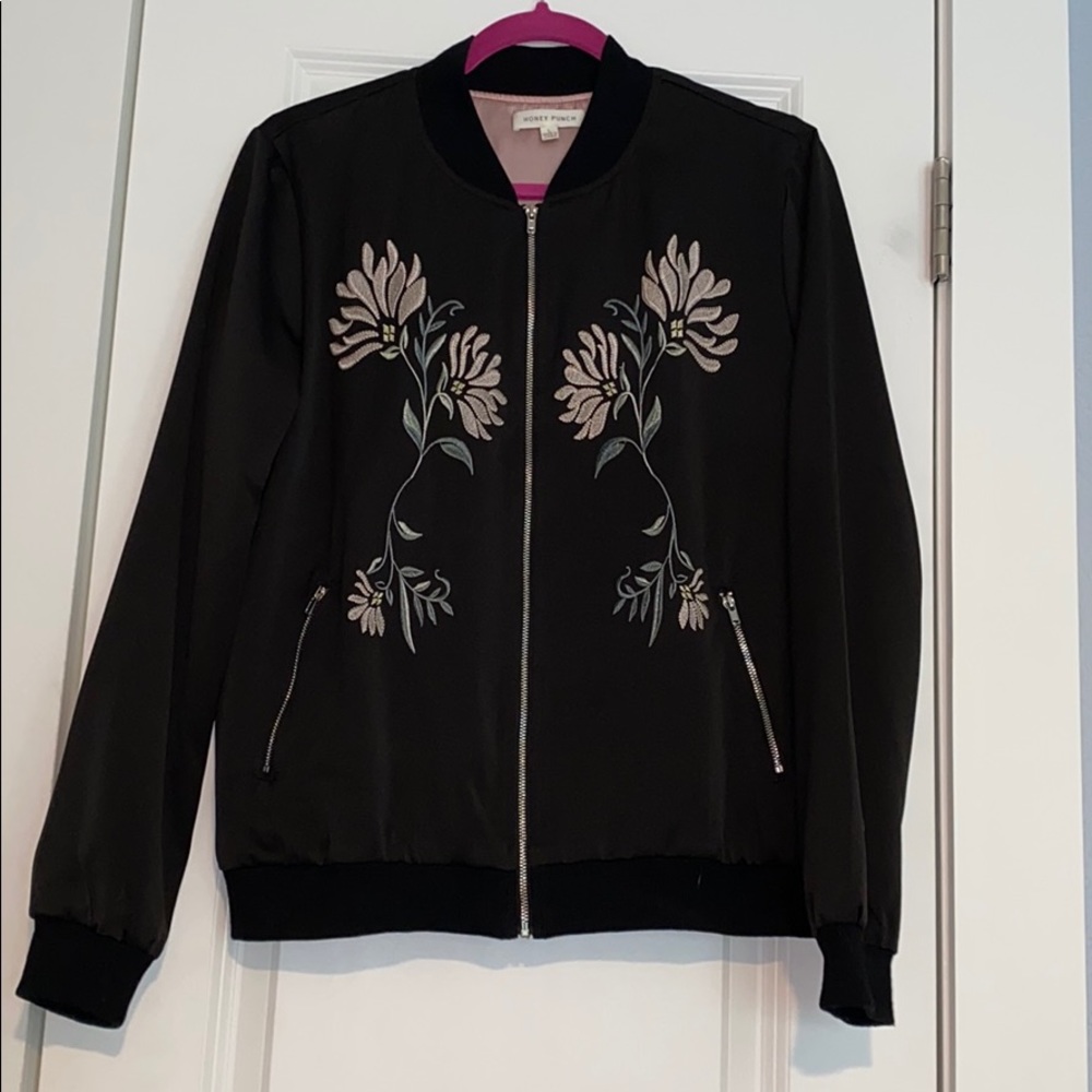 HONEY PUNCH Embroidered Bomber Jacket